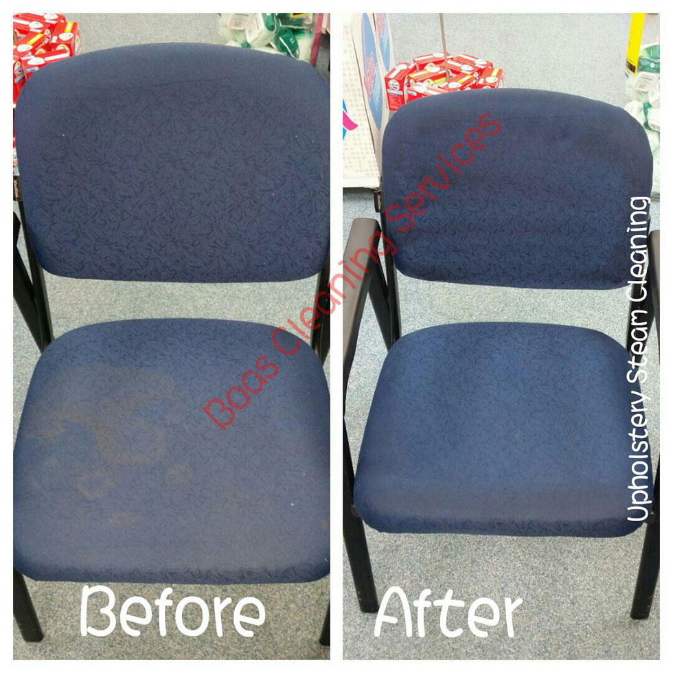Before and after upholstery cleaning
